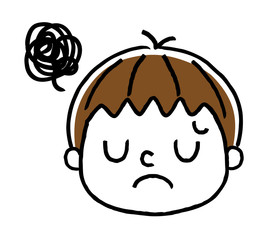 男の子の表情：がっかり、悩む
