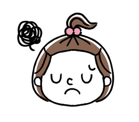 女の子の表情：がっかり、悩む
