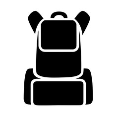 Monochrome silhouette of backpack icon. Stylized simplified symbol of rucksack.  Knapsack. Schoolbag. Sack. Vector illustration. Black and white