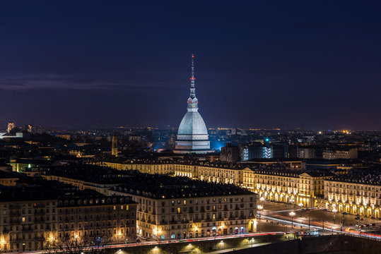 Evening skyline of Turin in Italy