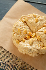traditional eastern desserts on wooden background