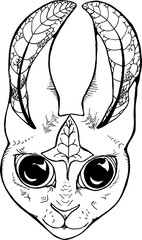 Illustration of a hare with a geometric pattern. Animal with a fractal ornament