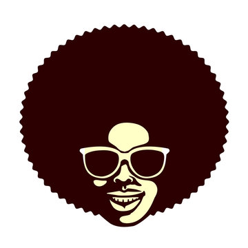 Funky cool african man with afro hairstyle and sunglasses vector illustration