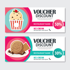 Discount voucher set of ice cream template design.