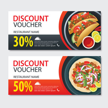 Discount voucher mexican food template design. Set of kebab
