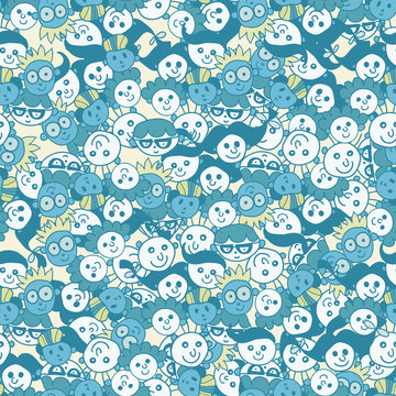 Seamless pattern of different kids face