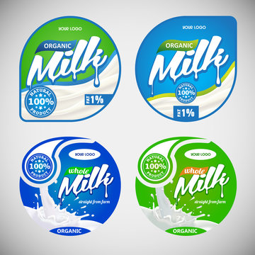 High quality labels of whole natural milk ready for your desing and branding