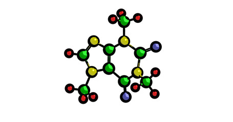 Molecular structure of Caffeine, 3D rendering