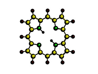 Molecular structure of Porphin, 3D rendering