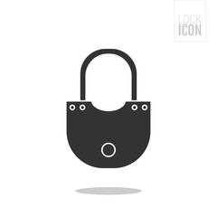 Padlock. Flat black icon lock. Object of safety, protection.