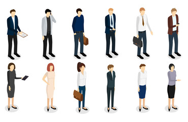 Business People Set Isometric View. Vector