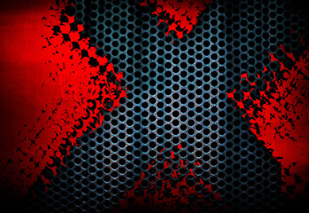 cracked metal mesh with x design background