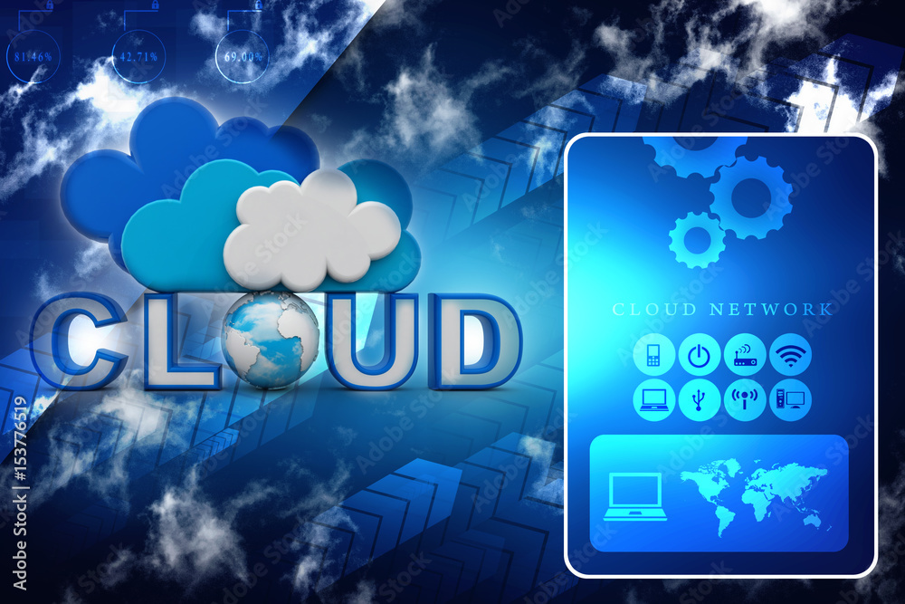 Poster 3d rendering technology cloud computing