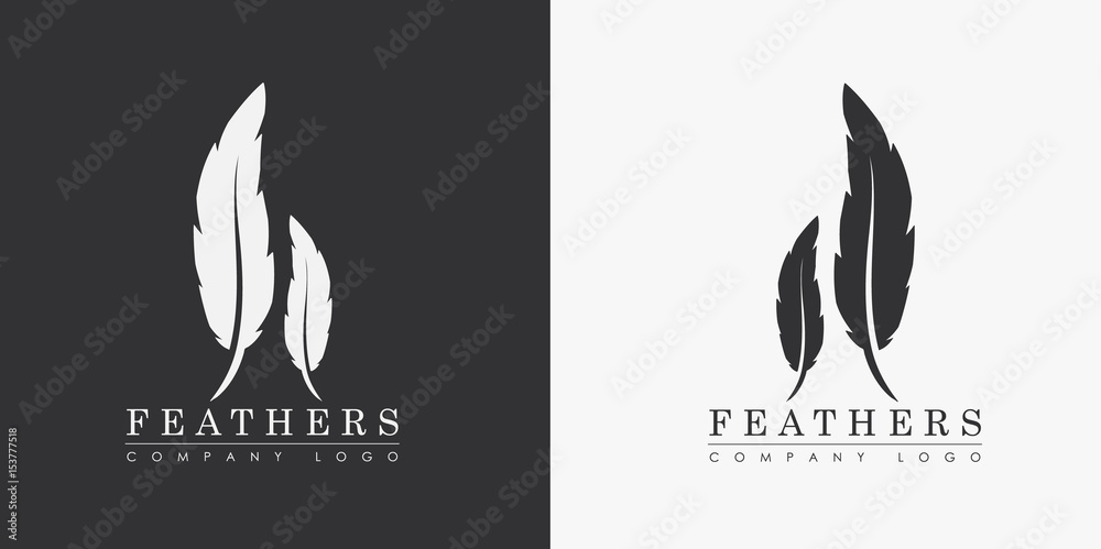 Poster design a logo with two feathers and the name of the company, for a writer or publishers.