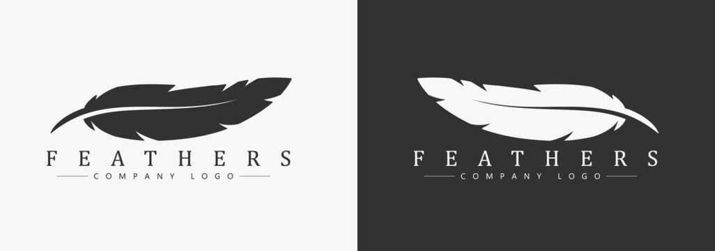 Logo design with feather and company name, for a writer or publishers.