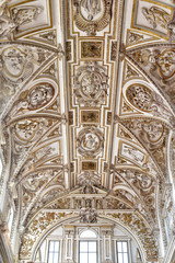 Obraz premium Ornaments on the ceiling, inner Christian church, Mezquita, Mosque–Cathedral of Cordoba, Andalusia, Spain