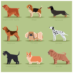 Dog flat icons set