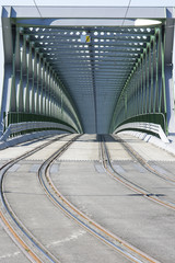 Fototapeta premium A tram way passage on a bridge in Bratislava