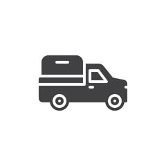 Pickup truck icon vector, filled flat sign, solid pictogram isolated on white. Symbol, logo illustration. Pixel perfect