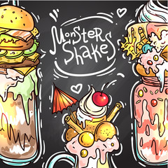 illustration monster shake