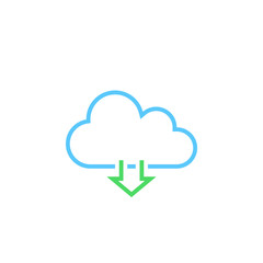 cloud download line icon, outline vector logo illustration, linear pictogram isolated on white