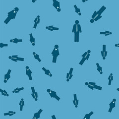 People Icon Seamless Pattern Isolated on Blue Background. Symbol of Persons.