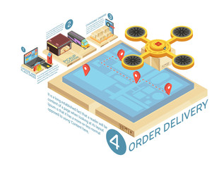 Goods Online Delivery Isometric Infographics