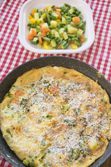 omelette with cube vegetables and parmesan cheese