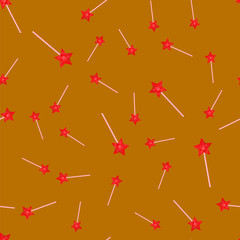 Magic Wand Seamless Pattern Isolated on Orange Background