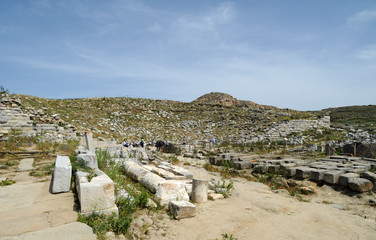 Le théâtre antique de Délos en Grèce