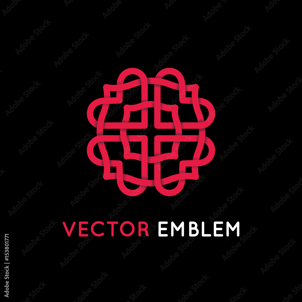 Poster Vector logo design template and emblem made with overlapping lines - heart shapes
