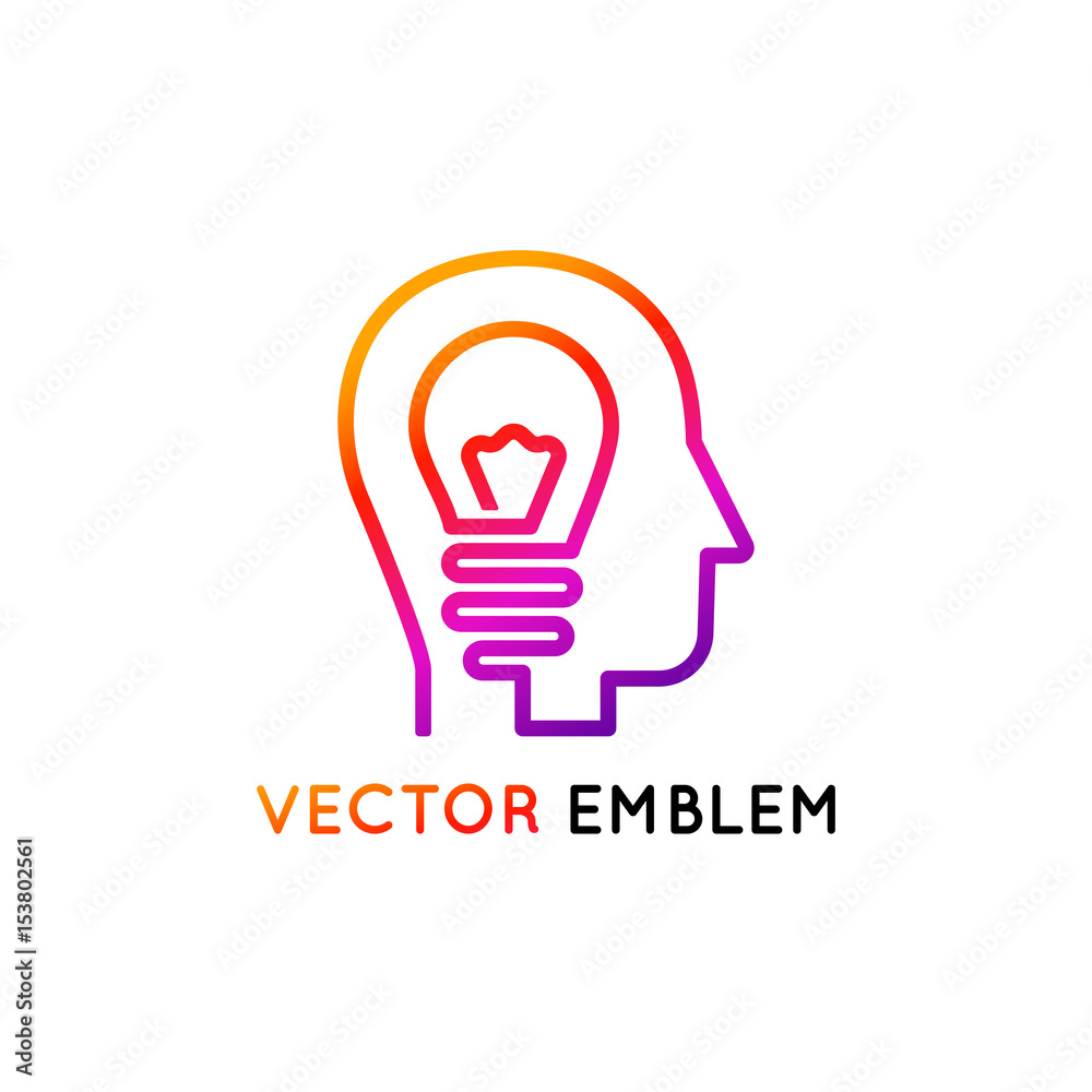 Poster vector logo design template and emblem made with one line - creativity concept