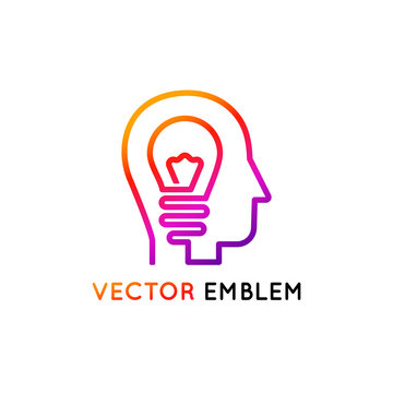 Vector logo design template and emblem made with one line - creativity concept