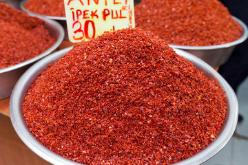 Red pepper flakes at market