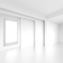 Modern Industrial Concept. Abstract Minimal Design. White Empty Room