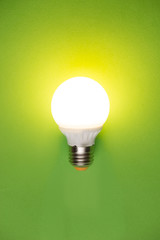 glass bulbs for lampson green background - idea concept