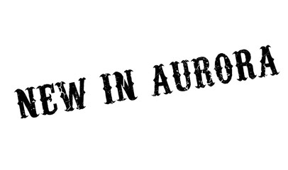 New In Aurora rubber stamp. Grunge design with dust scratches. Effects can be easily removed for a clean, crisp look. Color is easily changed.