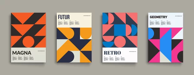 Fototapeten Retro graphic design covers. Cool vintage shape compositions. Eps10 vector. © plasteed