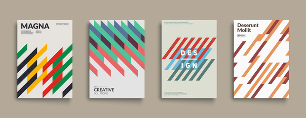 Fototapeta Retro graphic design covers. Cool vintage shape compositions. Eps10 vector. obraz