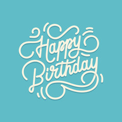 Happy Birthday line lettering. Custom typography. Vector esp10.