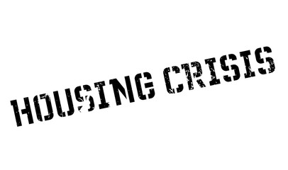 Housing Crisis rubber stamp. Grunge design with dust scratches. Effects can be easily removed for a clean, crisp look. Color is easily changed.