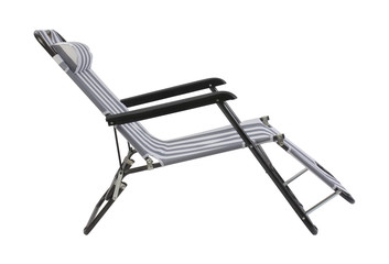 Gray striped beach chair isolated
