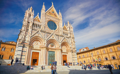 Sienna Italy Cathedral in City Center. - obrazy, fototapety, plakaty