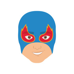 colorful silhouette with man superhero and middle mask and shape of flame around the eyes and without contour vector illustration