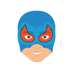 colorful silhouette with man superhero masked with flame around the eyes and without contour vector illustration