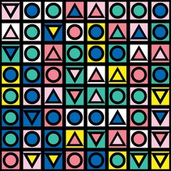Decorative geometric shapes tiling. Multicolor irregular pattern.  Abstract colorful background. Artistic decorative ornamental lattice