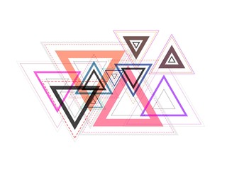 Triangles abstract background - Colorful triangles composition - Geometric backdrop - Purple pink and black