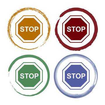 Pinselstrich Icon Set - Stopp Schild