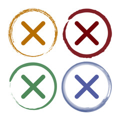 Pinselstrich Icon Set - Kreuz - Falsch