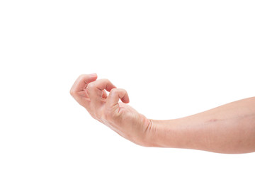 Hand bent isolated on white background. clipping path